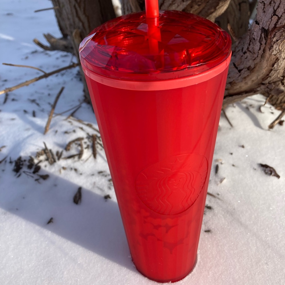 RED Starbucks Matte Heart Soft Touch Kaleidoscope Dome Valentine Cup